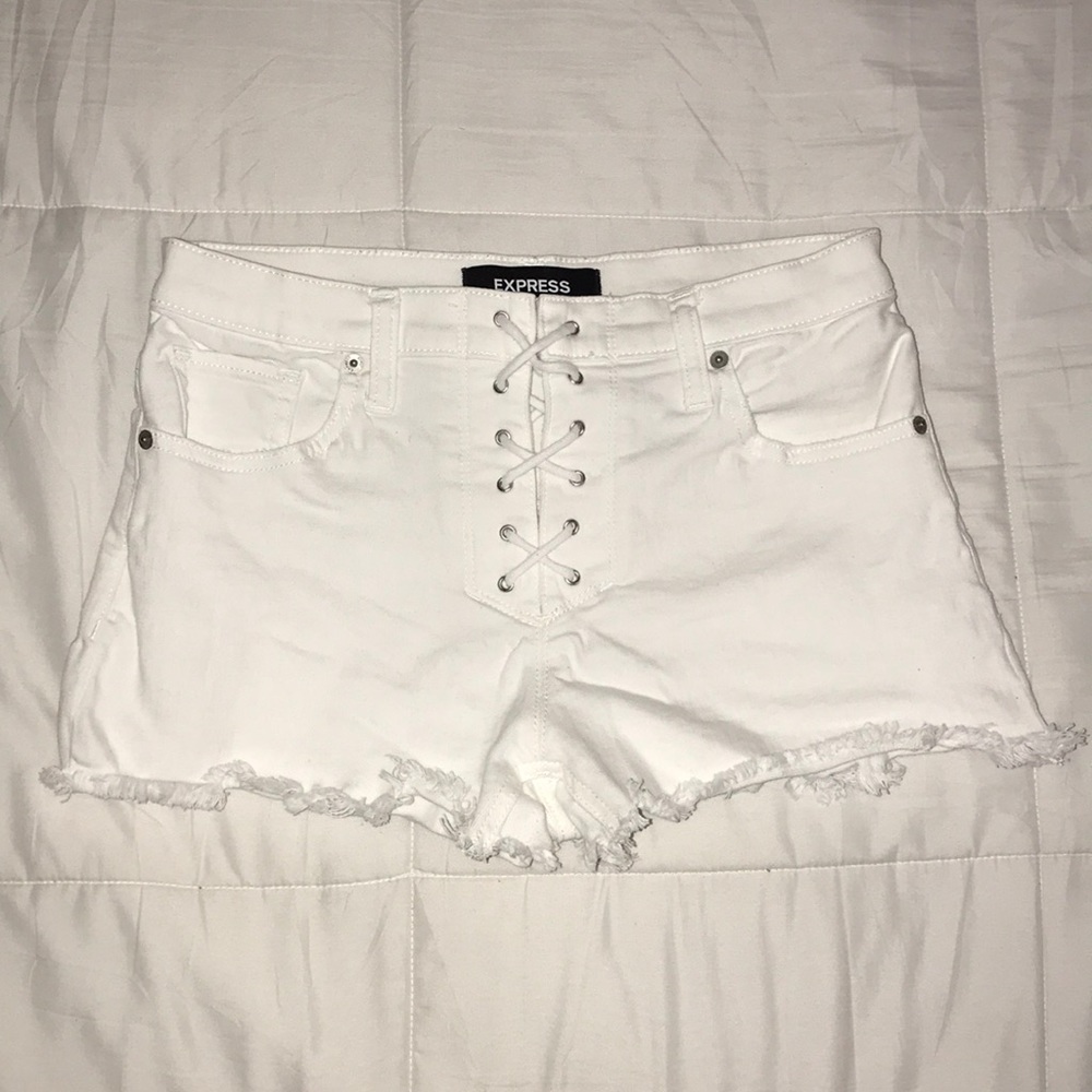 COPY - White tie up denim shorts